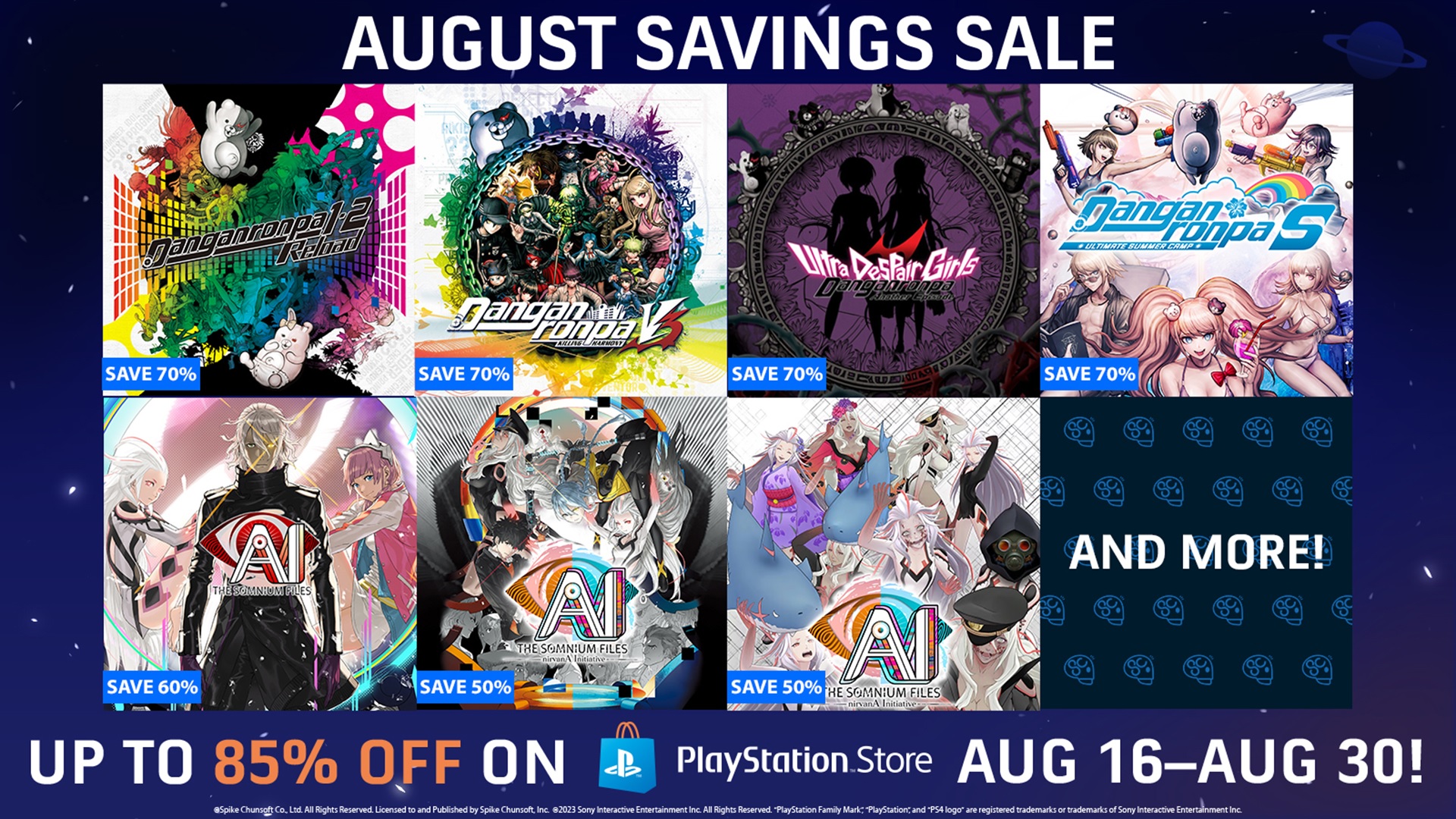 Spike Chunsoft Launches August 2023 PlayStation Store Sale