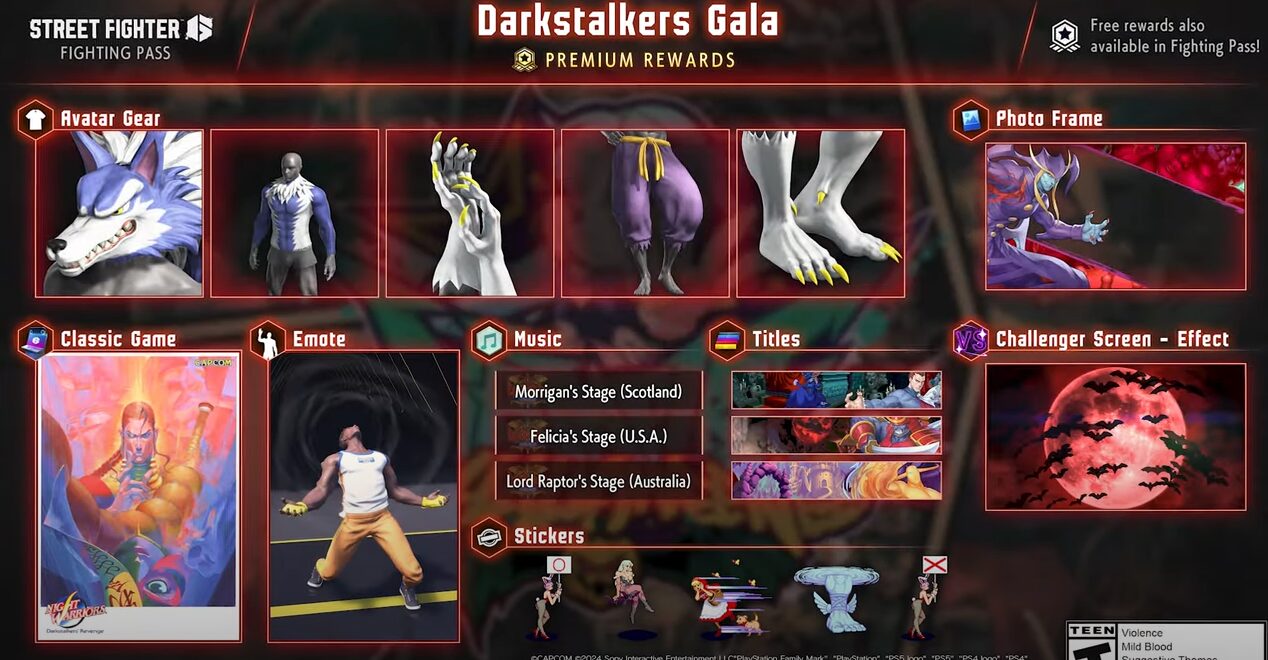 Street Fighter 6 представляет боевой пропуск Darkstalkers Gala