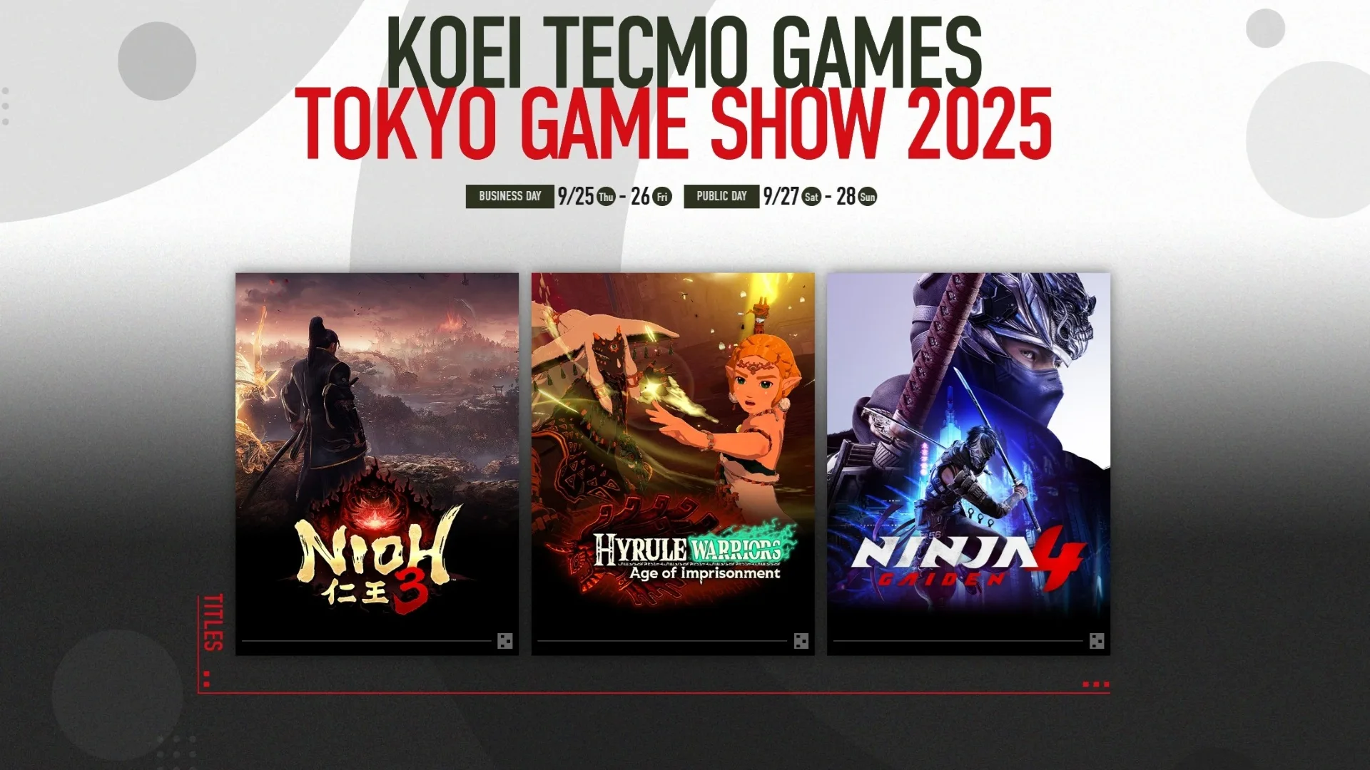 Koei Tecmo Reveals Tokyo Game Show 2025 Lineup